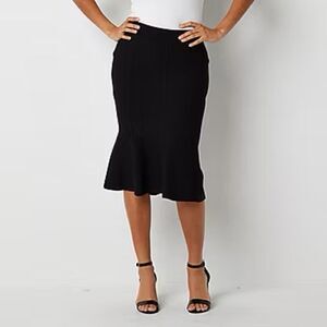 NWT Bold Elements Womens Mid Rise Midi Flared Skirt SIZE XL BLACK